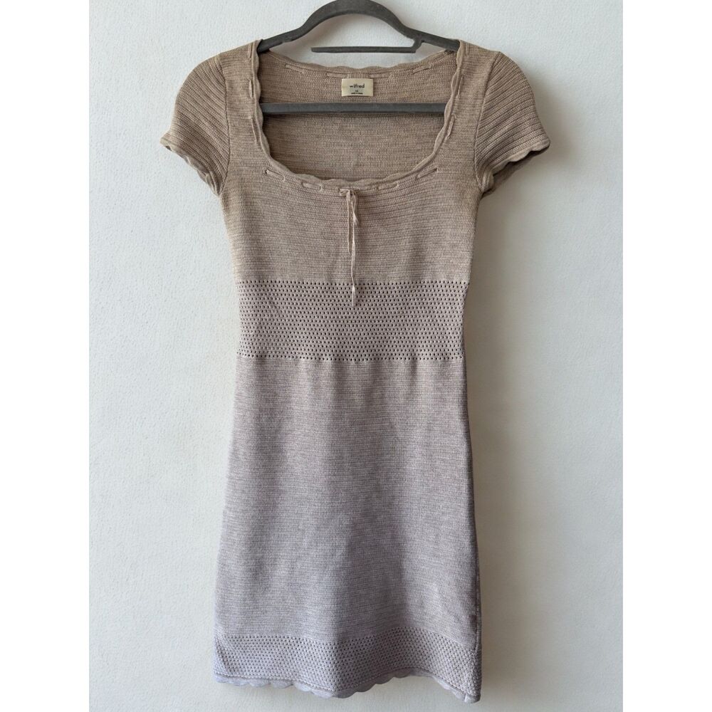 Aritzia Wilfred Reception Knit Mini Dress Size XS Heather Bone